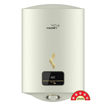 V-Guard Victo DG Geyser 25 Litre Water Heater | Digital Display | BEE 5 Star Rating | Vitreous Enamel Coating | Free PAN India Installation & Connection Pipes| White V-Guard Victo DG Geyser 25 Litre Water Heater | Digital Display | BEE 5 Star Rating | Vi