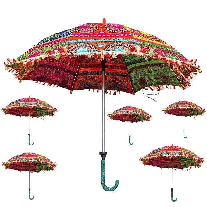 Patwari Arts Rajasthani Decorative Umbrella with Traditional Print, Handcrafted Design, Set of 6.