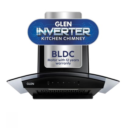 Glen 90cm 1200m/hr BLDC Filterless Autoclean Chimney|Inverter Technology|Touch & Gesture Control|(6071 BLDC BLACK 90cm) Glen 90cm 1200m/hr BLDC Filterless Autoclean Chimney|Inverter Technology|Touch & Gesture Control|(6071 BLDC BLACK 90cm) - Black