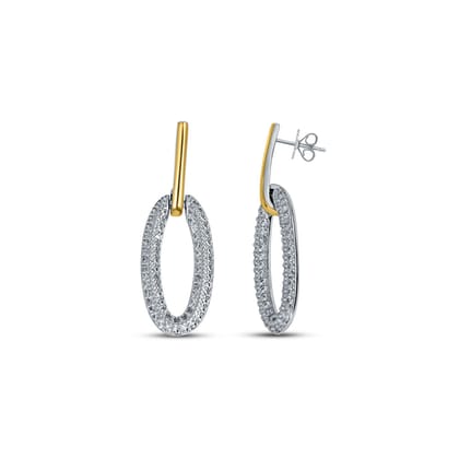 Dazzle Gold Glam 925 Sterling Silver Zirconia Dangler for Women