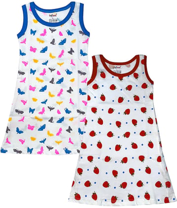 INFANT Pack of 2 Baby Girls Cotton Dress ( Multicolor )