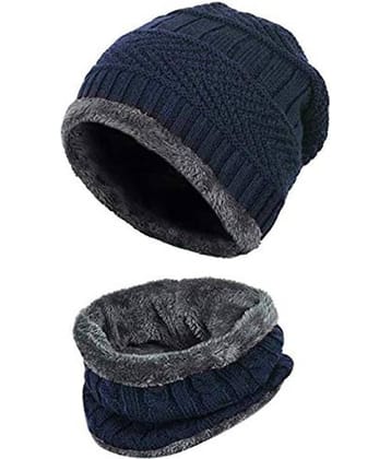 Penyan™ 2 in 1 Winter Blue Beanie Cap for Men and Women