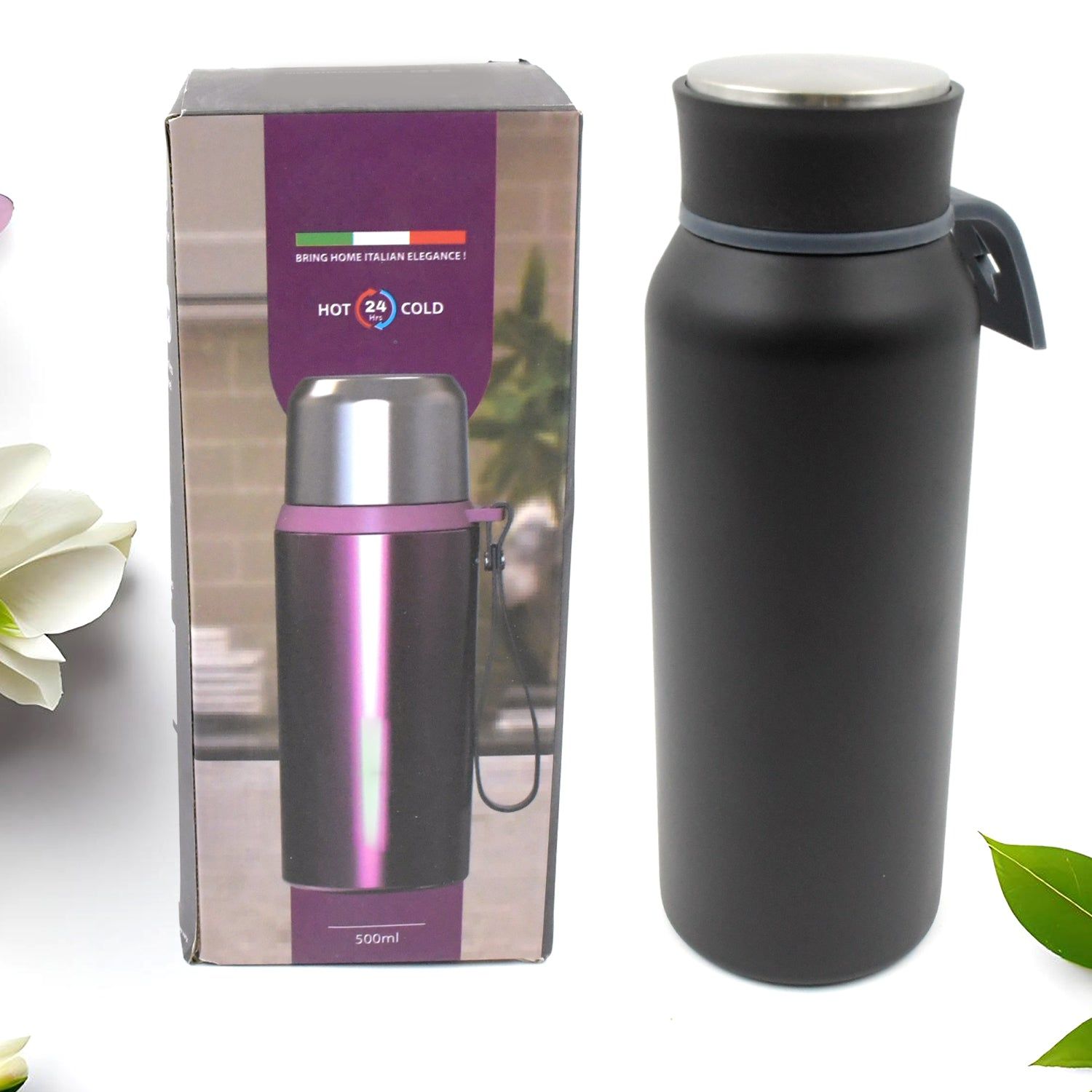 Vacuum Stainless Steel Water Bottle With Carry Handle, Fridge Water Bottle, Leak Proof, Rust Proof, Cold & Hot | Leak Proof | Office Bottle | Gym | Home | Kitchen | Hiking | Trekking | Travel Bot
