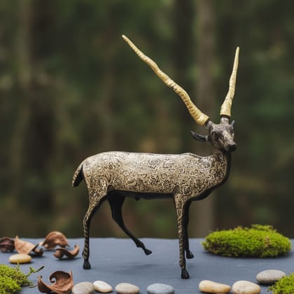 Brass Standing Deer Home Decorative Showpiece Statue for Luxury Interior Decor, Height : 33.5 Inch (ANMAS021 Y)