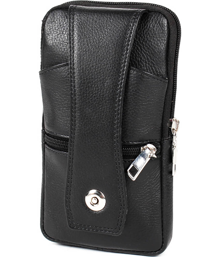 CIMONI Leather Belt Pouch Leather Black Waist Pouch