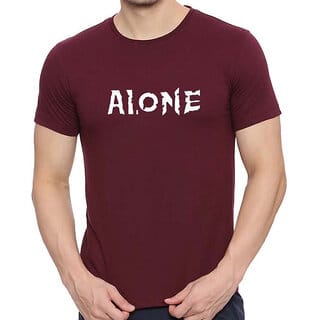 HIT SQUARE Maroon Pure Cotton Round Neck Printed For Men
