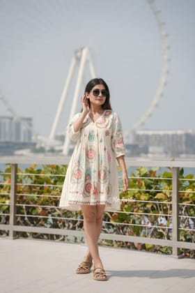Tunic Dress with Embroidery-S