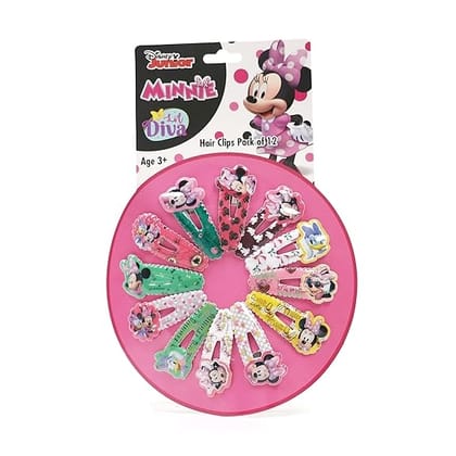 Li'l Diva Disney Minnie Mouse Pack of 12 PVC Clips in Multicolor for girls aged 3 years and above