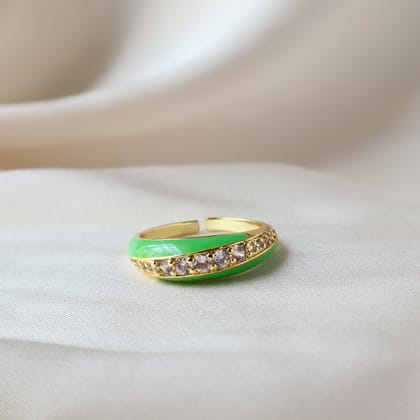Summer Punch Enamel 18K Gold Plated Ring-Green