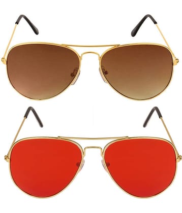 Kanny Devis - Gold Pilot Sunglasses ( Pack of 2 )