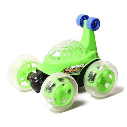 Braintastic Dino World Rechargeable Remote Control RC Acrobatic 360 Degree Spiral Spin Twisting Stunt Car with Colorful Lights & Music Toys for Kids 5+Years (Green)