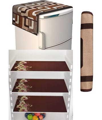 Shaphio PVC 3 Fridge Mats+1 Fridge Handle Cover + 1 Fridge Top Cover