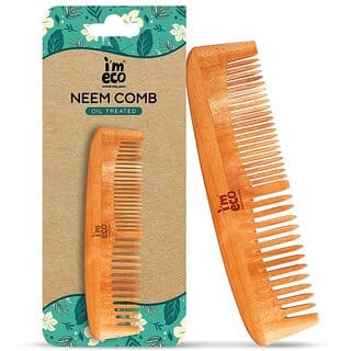 IMECO Dual Tooth Neem Wood Comb (Pack of 1), Neem Comb For All Hair Types- Unisex