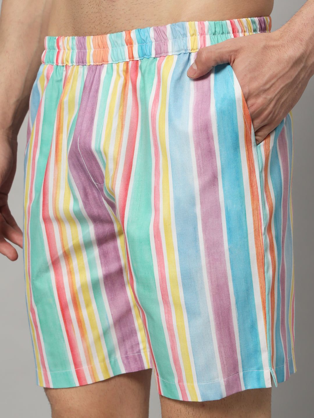 Stripe Printed Men Boxer | Pure Cotton Mens Shorts | Innerwear Boxers | Men Boxer With Pocket (OTLMB13)-S