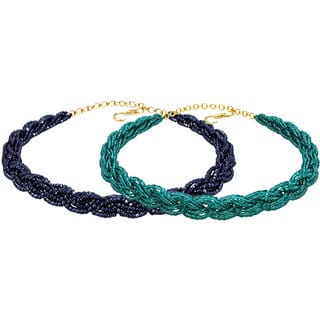 Hydro Crystal Beads Chain , Navy Blue and Dark Green ,2 Qty Combo Pack