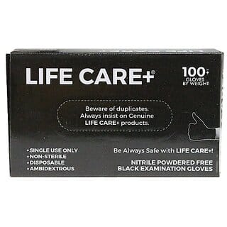 Life Care+ Black Nitrile Examination Gloves (Medium ,Pack Of 100 )