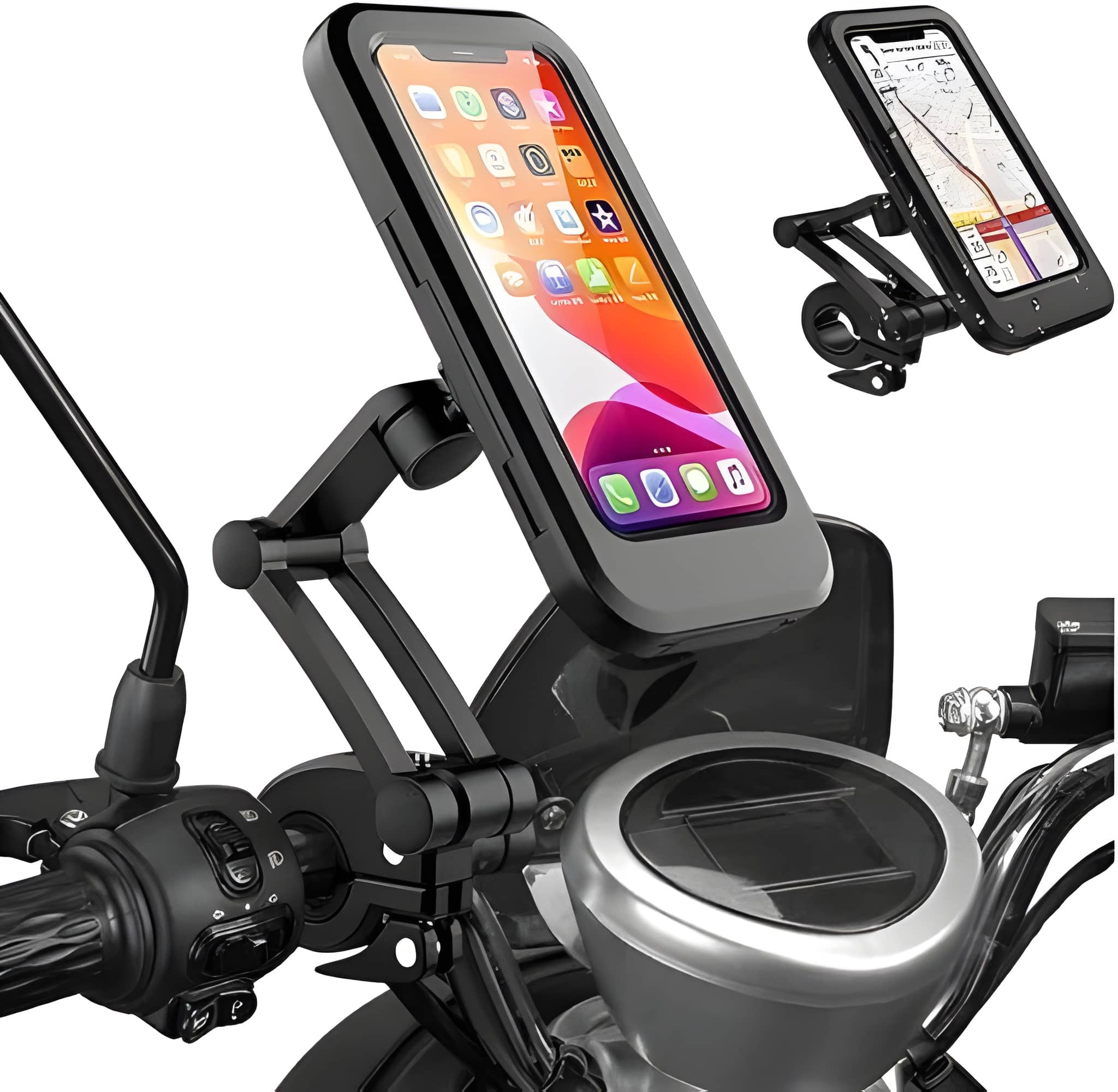 Heavy Duty Universal Waterproof Bike Phone Mount Holder | 360° Rotatable Touch-Screen Bicycle & Motorcycle Phone Holder | Waterproof Mobile Case Compatible with Most Smartphones (Original Quality)