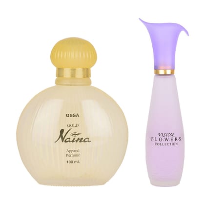 Ossa Vision Flower Apparel Perfume 110ml & Gold Naina Apparel Perfume 100ml Ossa Vision Flower Apparel Perfume 110ml & Gold Naina Apparel Perfume 100ml - 110ml + 100ml