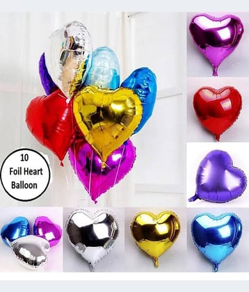 Kiran Enterprises 10pcs Multicolor Heart Foil Balloon