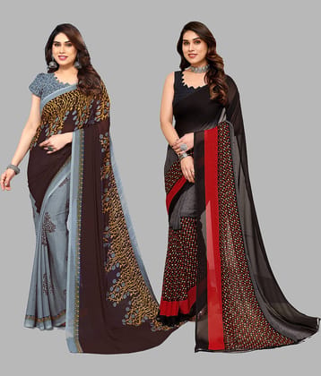 ANAND SAREES Georgette Printed Saree With Unstitched Blouse Piece ( Multicolour )