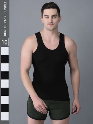 Men's Pack of 10 Solid Combed Cotton Vest