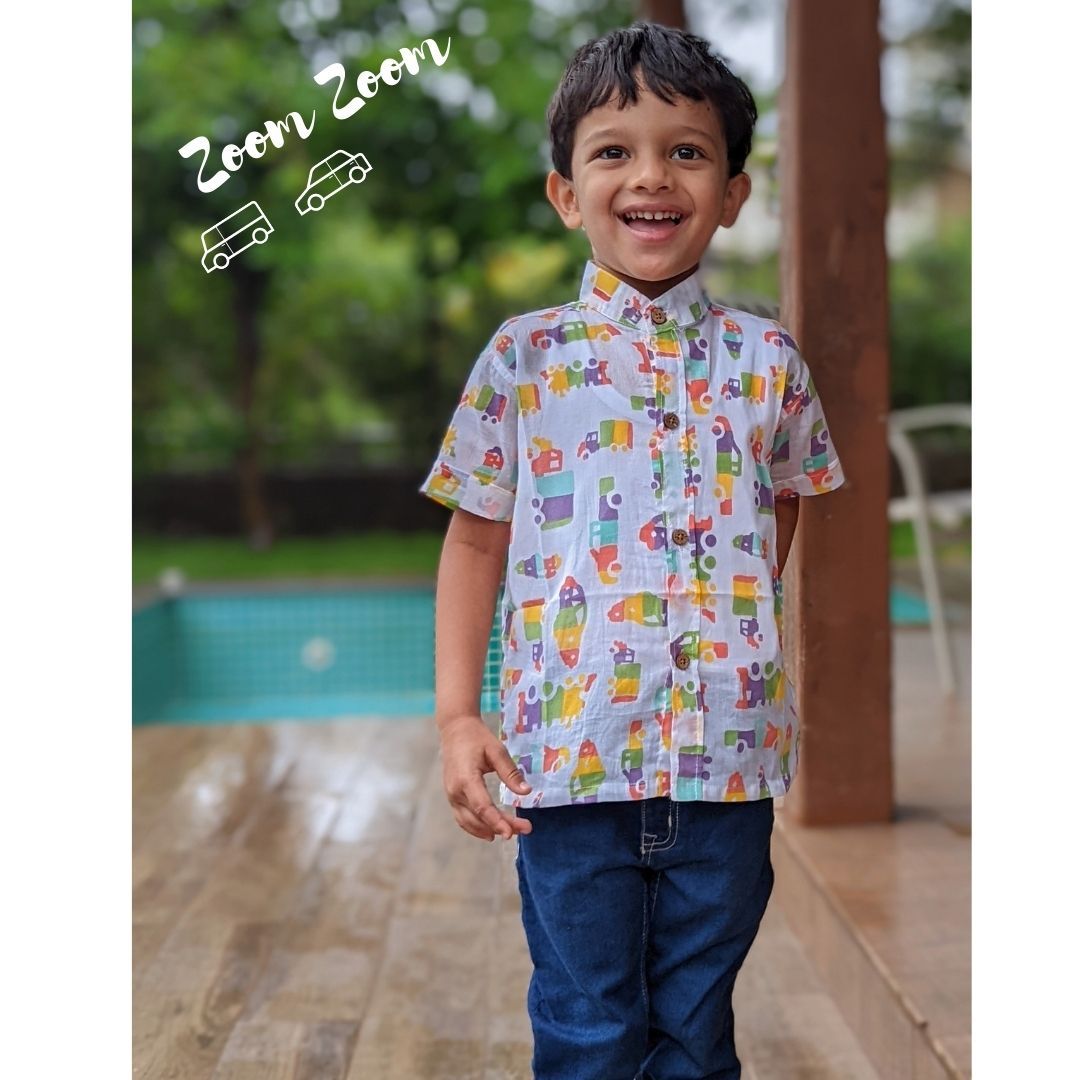 Cotton Malmal Shirt | Zoom Zoom | 0-12 Years-0-6M