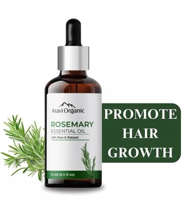 Aravi Organic 100 % Pure Rosemary Essential Oil for Boosts Hair Growth & Skin Care - 15 ml