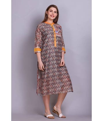 ELTHIA - Brown Silk Women's Straight Kurti ( Pack of 1 )