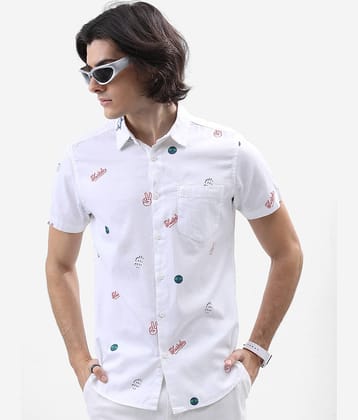 Ketch 100% Cotton Regular Fit Printed Half Sleeves Men's Casual Shirt - white ( Pack of 1 )