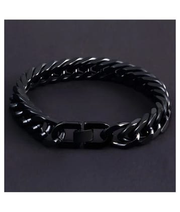 ZIVOM® Glossy Black Curb 316L Surgical Stainless Steel Premium Lock Bracelet For Men Boys - None