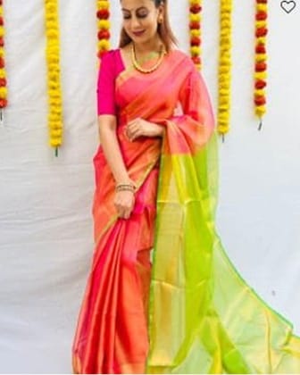 UPPADA CHECKED ORANGE COLOUR SAREE