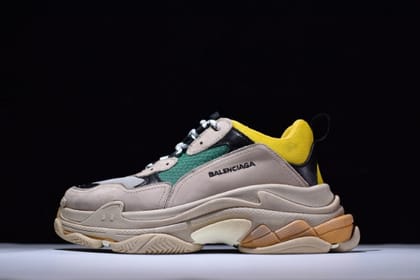 BalenciagaWMNS Vintage Triple S Trainers - Green/Yellow-Euro 36