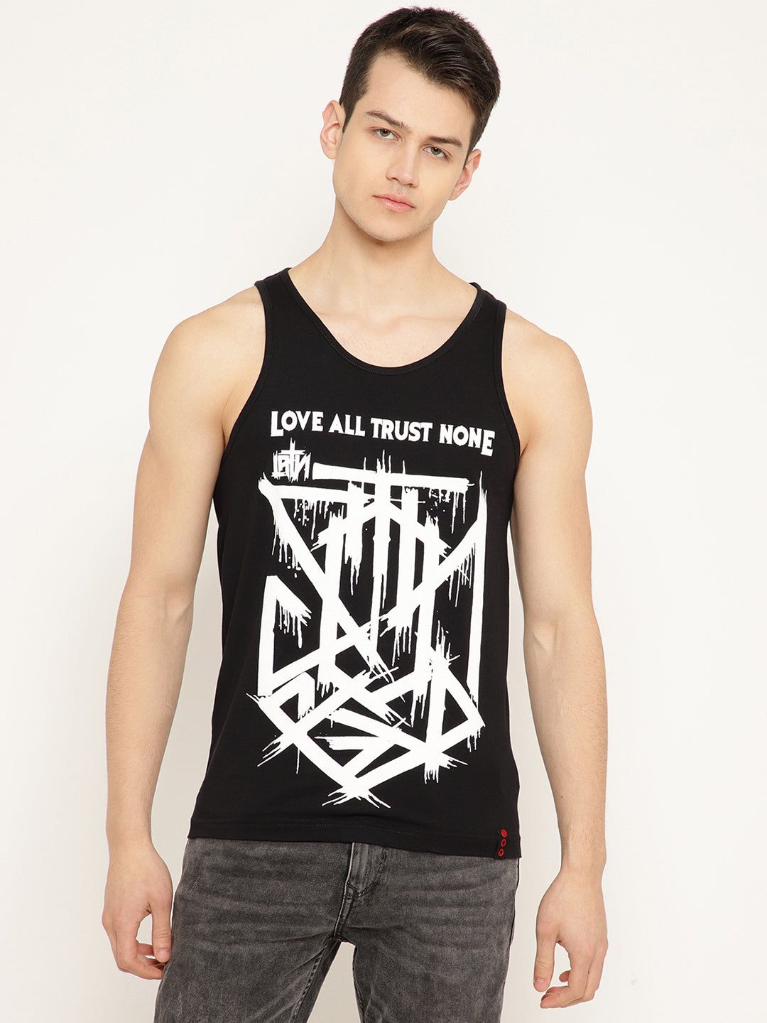 Punk LOVE-ALL-TRUST-NONE Black T-Shirt-L / Black