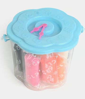 Kalra Magic Multi-Color Soft Clay Bucket for Kids 12 Bright Colors in Resealable Container with Handle Blue