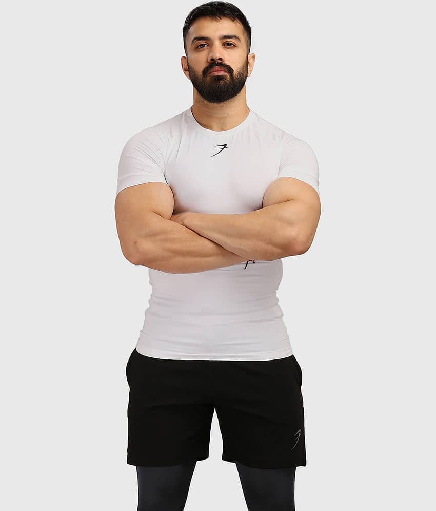 Fuaark - White Polyester Slim Fit Men's Compression T-Shirt ( Pack of 1 )