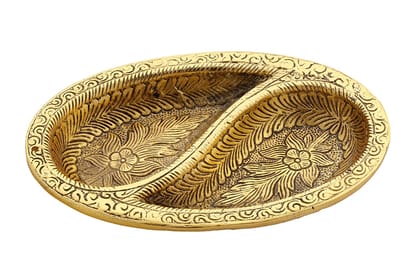 DreamKraft Metal Dry Fruit Tray for Dining Table Decoration(Gold)