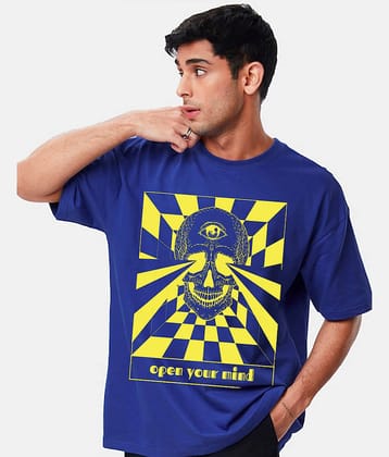 Veirdo Pack of 1 Cotton Oversized Fit Men's T-Shirt ( Blue )