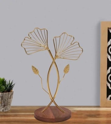 Timeless Gold Glow: Golden Mild Steel Table Decor(25*15*42) - No