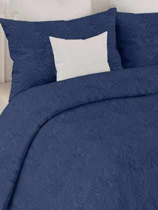 Sensation Quilted Bedcover cum AC comforter Set with 2 Pillow Covers.(Navy)