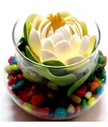 Green plant indoor Lotus White Flowers With Pot - Pack of 1