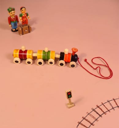 Handcrafted Wooden Pull-Along Train Toy