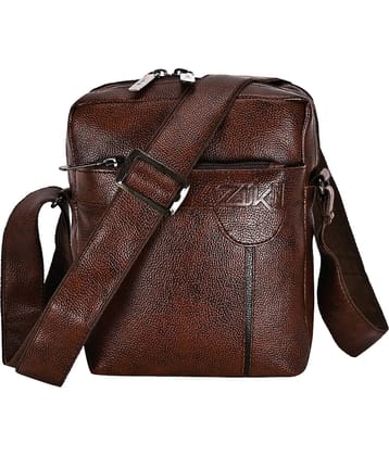 ZAIKO BAGS Brown Textured Messenger Bag