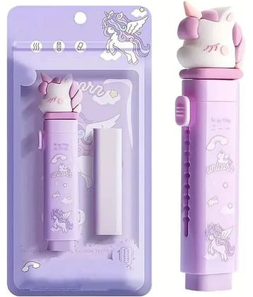 Kalra Magic Cute Cartoon Animal Shape Baby Children Push Pull Rubber Eraser Pack 1 (Purple)