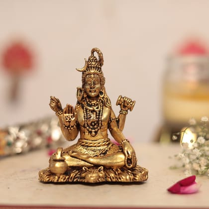 Brass Blessing Shiva in 3.2 Inches For Puja/Home Decor/Car Dashboard