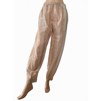 Slub Cotton Pants with Pockets, Fully Elasticated, Beige, PN1100-XXL
