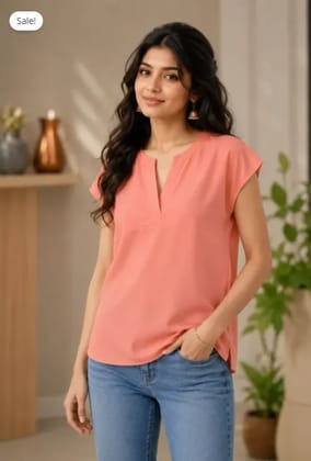 Coral Pink V-Neck Cap Sleeve Top Coral Pink V-Neck Cap Sleeve Top