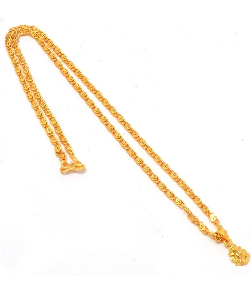 Jewar Mandi Lord Ganesh Ji Gold Plated Locket/Pendant with Link Chain Daily use for Men, Women & Girls, Boys