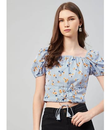 Rare Women's Crepe Drawstring Top ( Blue )