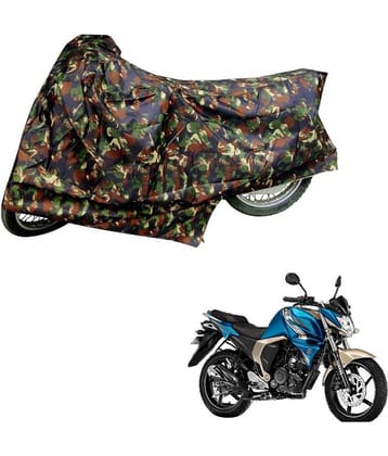 AutoRetail Dust Proof Two Wheeler Polyster Cover for Yamaha FZ-S (Mirror Pocket, Jungle Color)