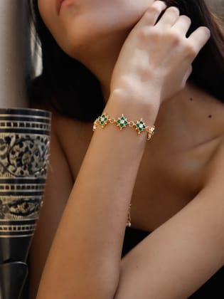 Nina Green Kundan Bracelet-Green